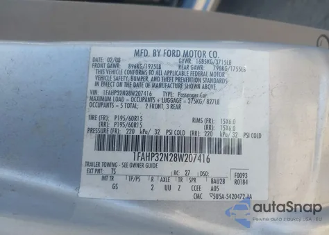 2008 Ford Focus S from USA, damaged, VIN 1FAHP32N28W207416